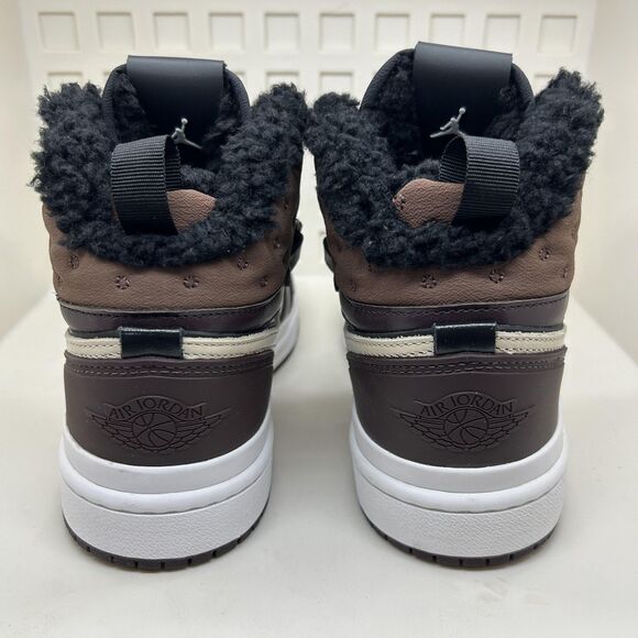 Nike Air Jordan 1 Mid SE Shoes Youth Size 6.5Y Brown Sherpa Fleece DC7723-200 - Picture 4 of 14